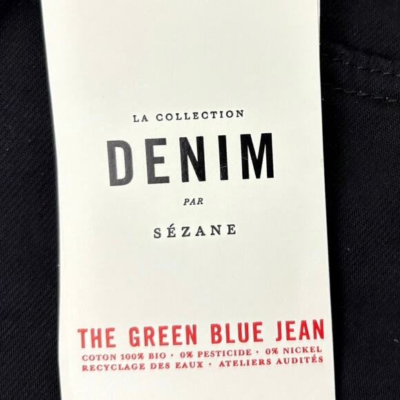 Sézane Black High Rise Denim Jeans Sz 42 (US 10)Organic Cotton Straight Leg NWT - Picture 4 of 8
